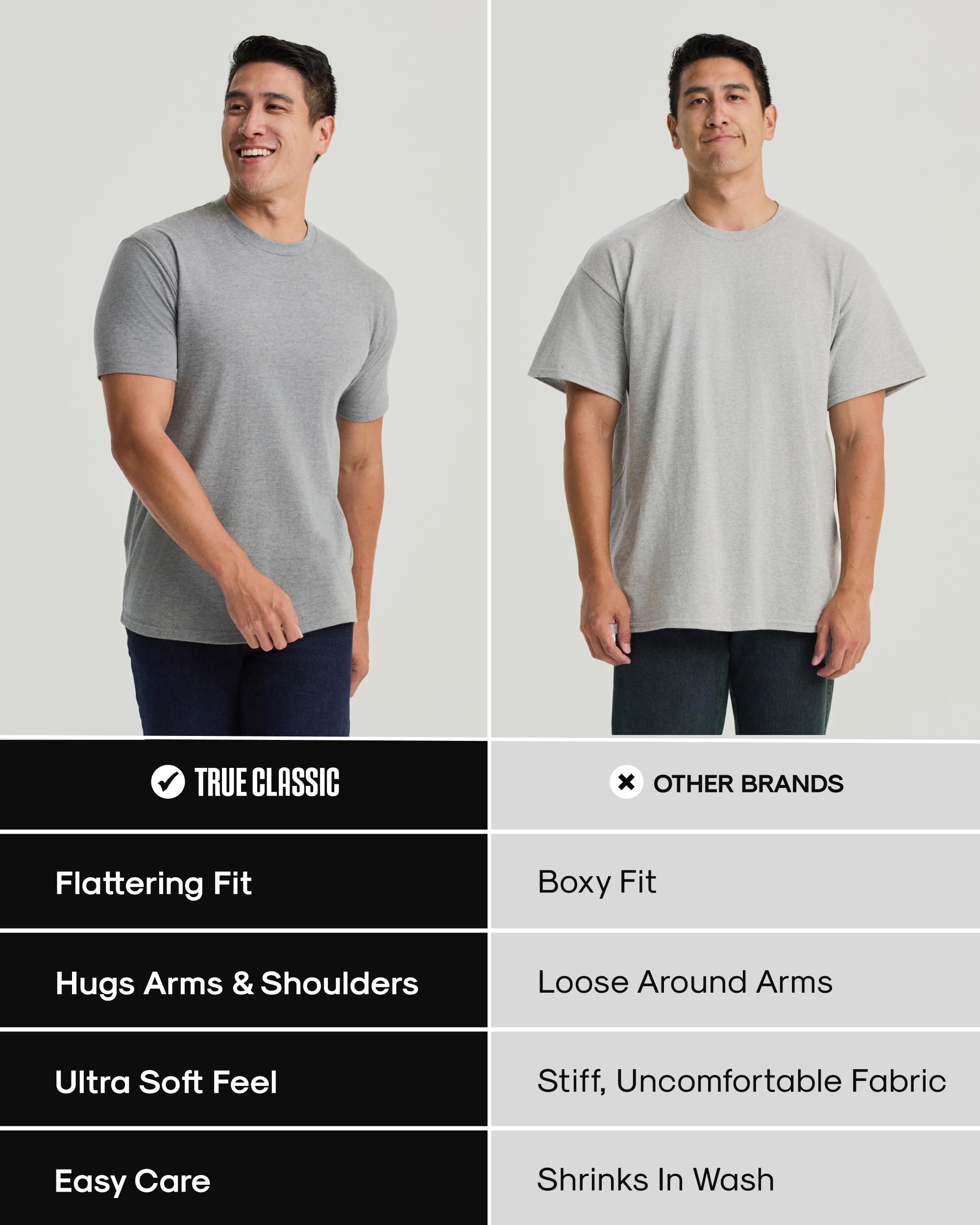 True Classic Mens T-Shirts – Short Sleeve Crew Neck T Shirts for Man, Cotton Blend Plain Novelty Men&