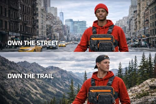 Outdoor Sports Chest Bag, CCW Concealed Carry - Tactical EDC Chest Rig, Molle &amp; Pistol Holster for Men Women - Quick Release Harness Pack for Hunting Hiking Fishing Running - Lightweight Outdoor Vest