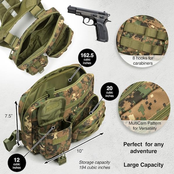 Tactical Chest Rig for Men and Women - Versatile EDC Chest Bag for Hunting Fishing Hiking and All Outdoor Pursuits - Lightweight Harness Pack Vest Suitable for Running