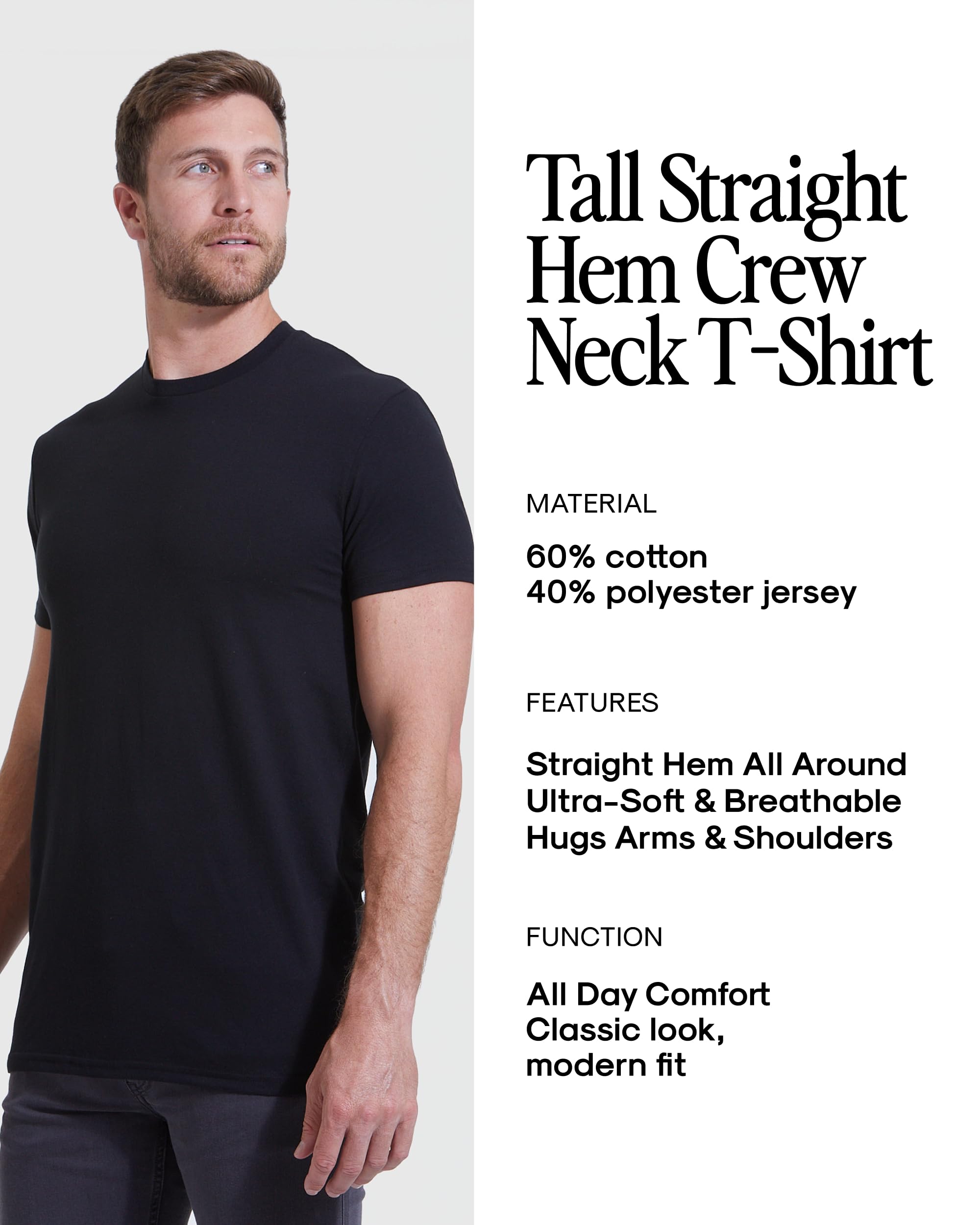 True Classic Mens T-Shirts – Short Sleeve Crew Neck T Shirts for Man, Cotton Blend Plain Novelty Men&