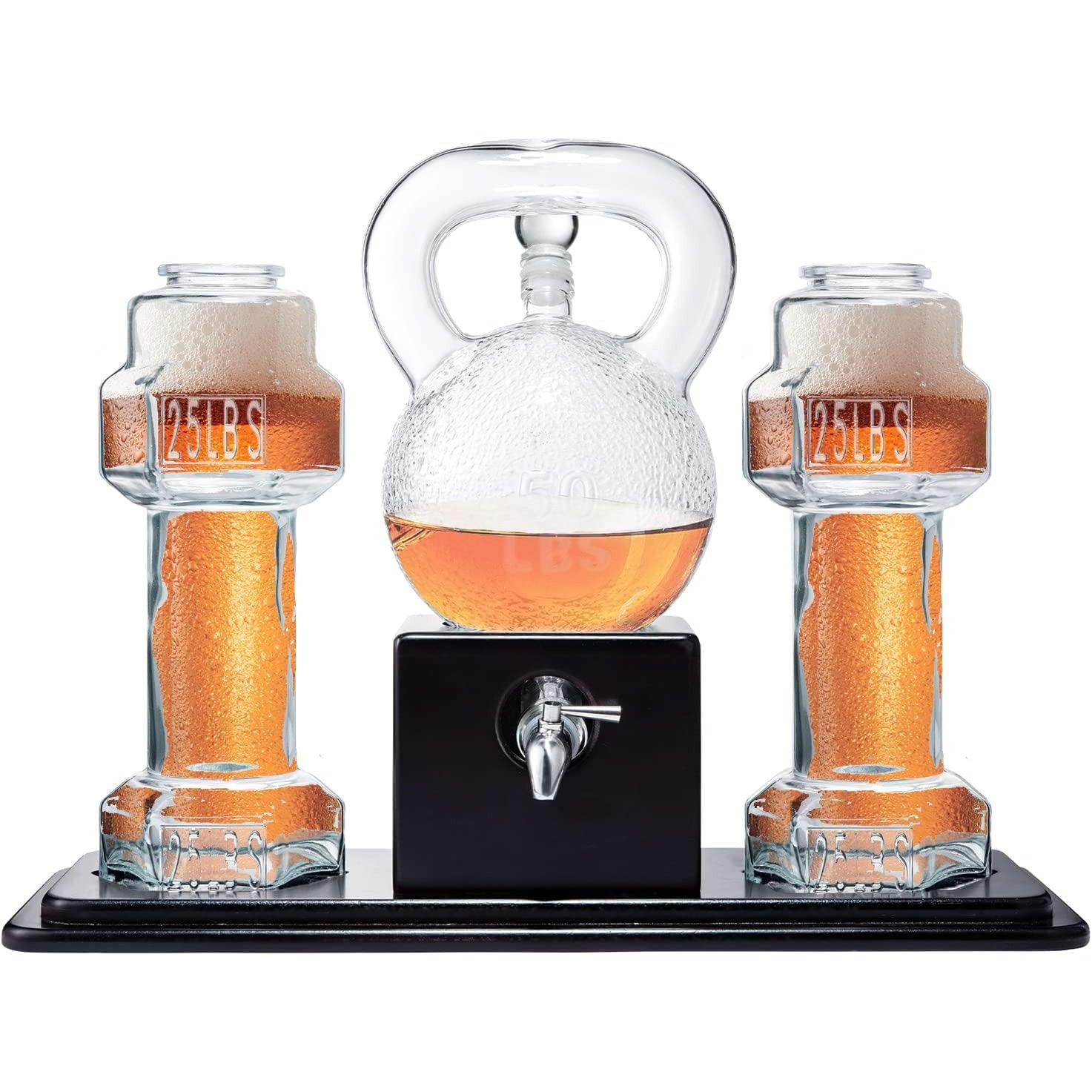 Kettlebell &amp; Dumbbell Whiskey &amp; Wine Dispenser Set