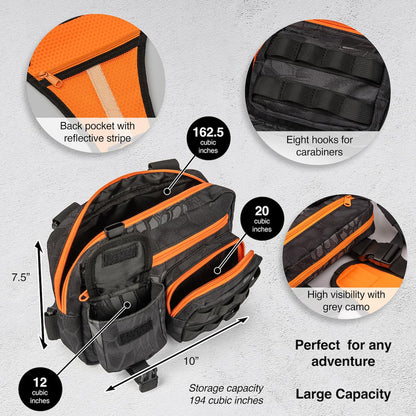 Outdoor Sports Chest Bag, CCW Concealed Carry - Tactical EDC Chest Rig, Molle &amp; Pistol Holster for Men Women - Quick Release Harness Pack for Hunting Hiking Fishing Running - Lightweight Outdoor Vest