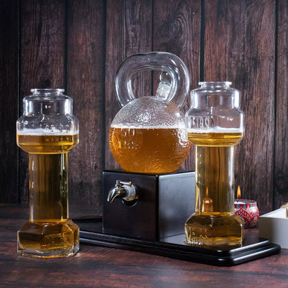 Kettlebell &amp; Dumbbell Whiskey &amp; Wine Dispenser Set