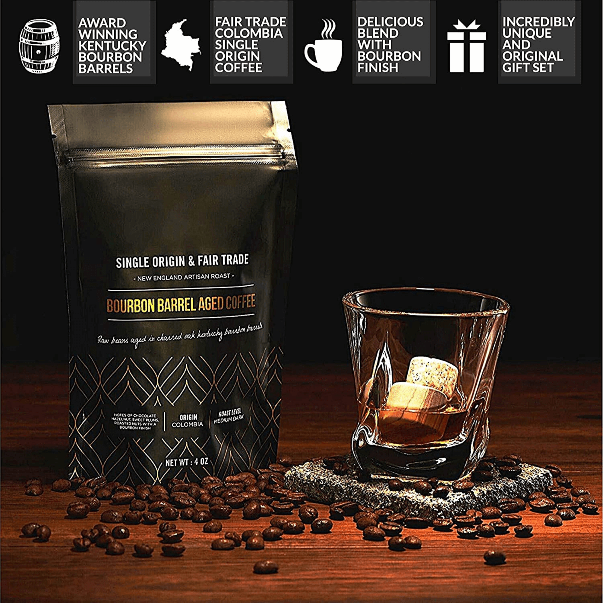 The Gourmet Set - ROCKS &amp; Bourbon Barrel Aged Coffee