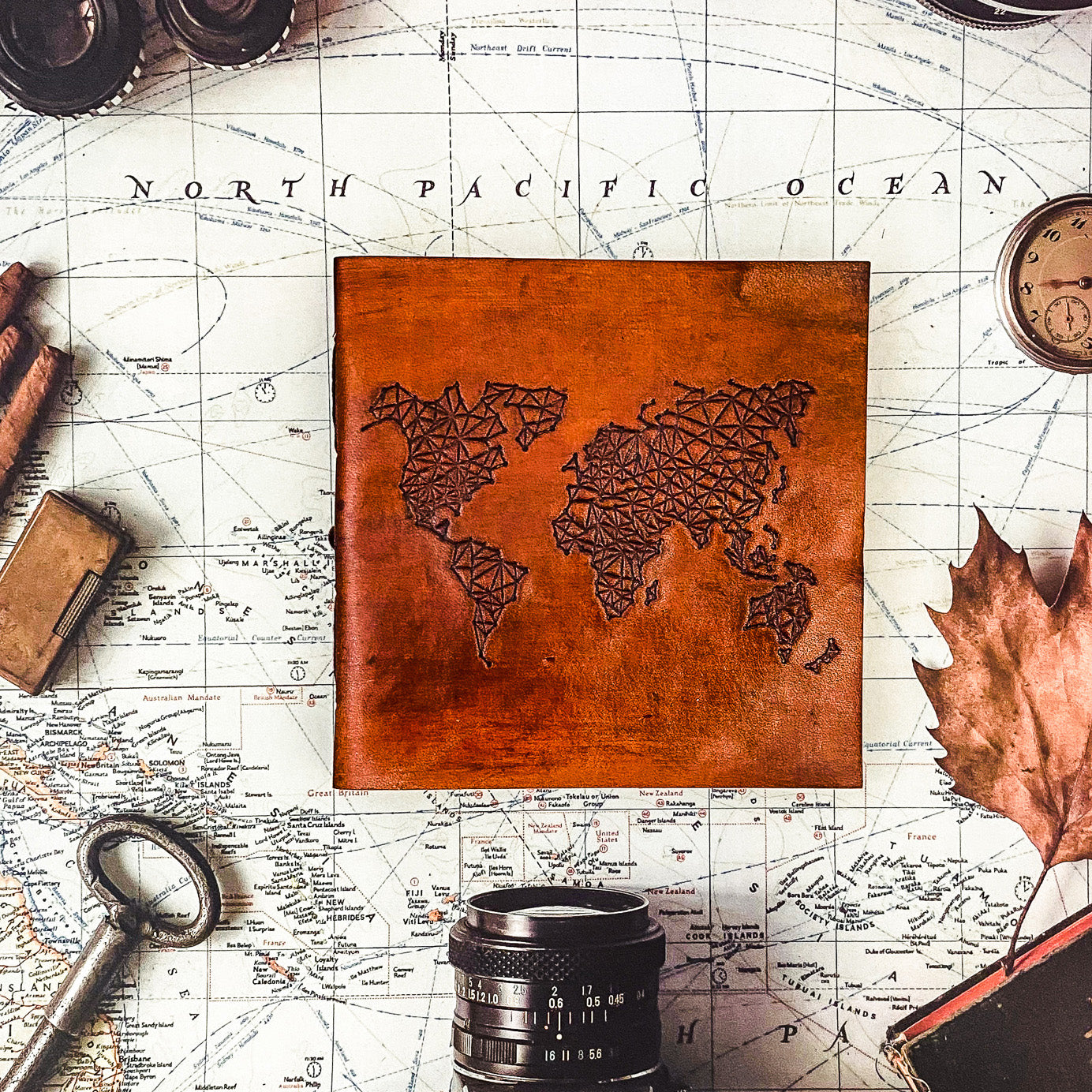 Leather Journal - World Map