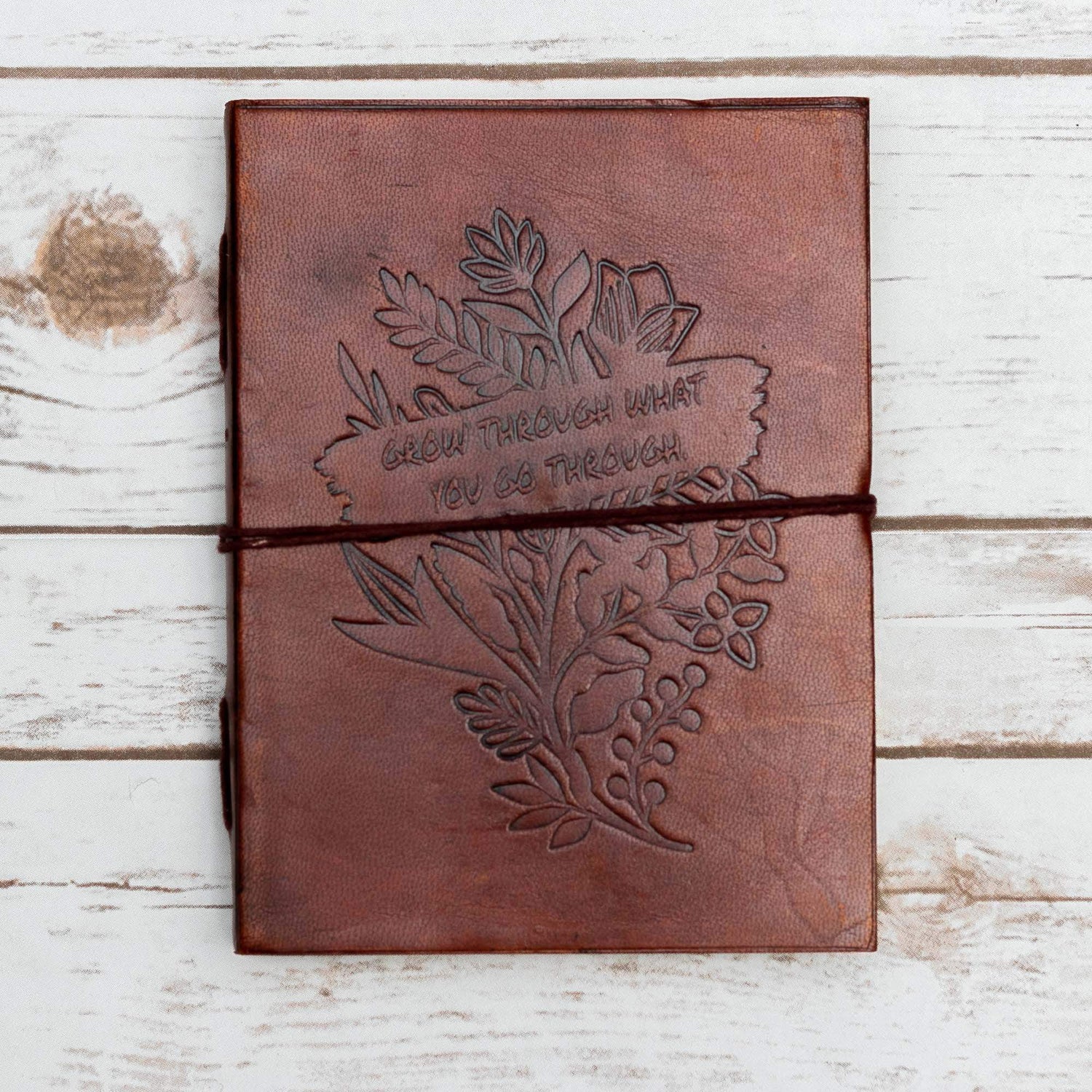 Leather Journal - Quote - &quot;Grow through...