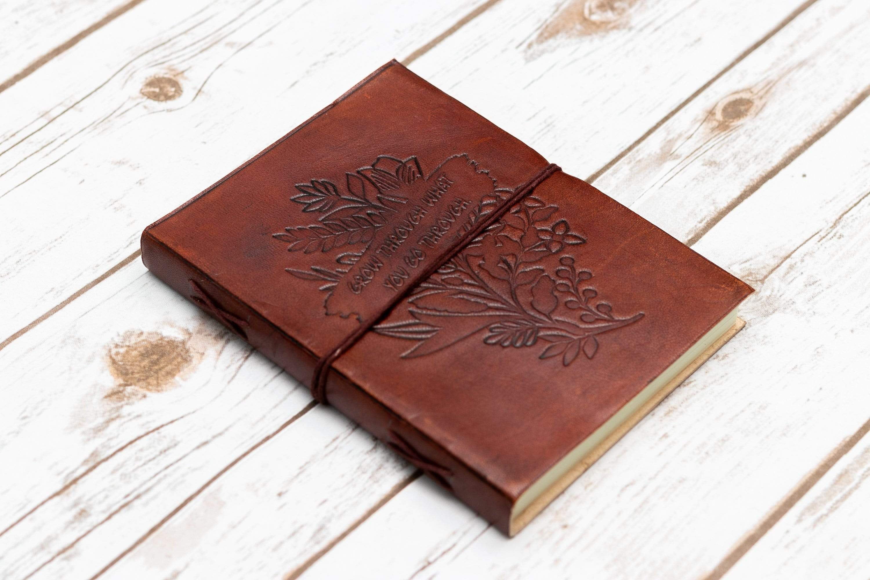 Leather Journal - Quote - &quot;Grow through...