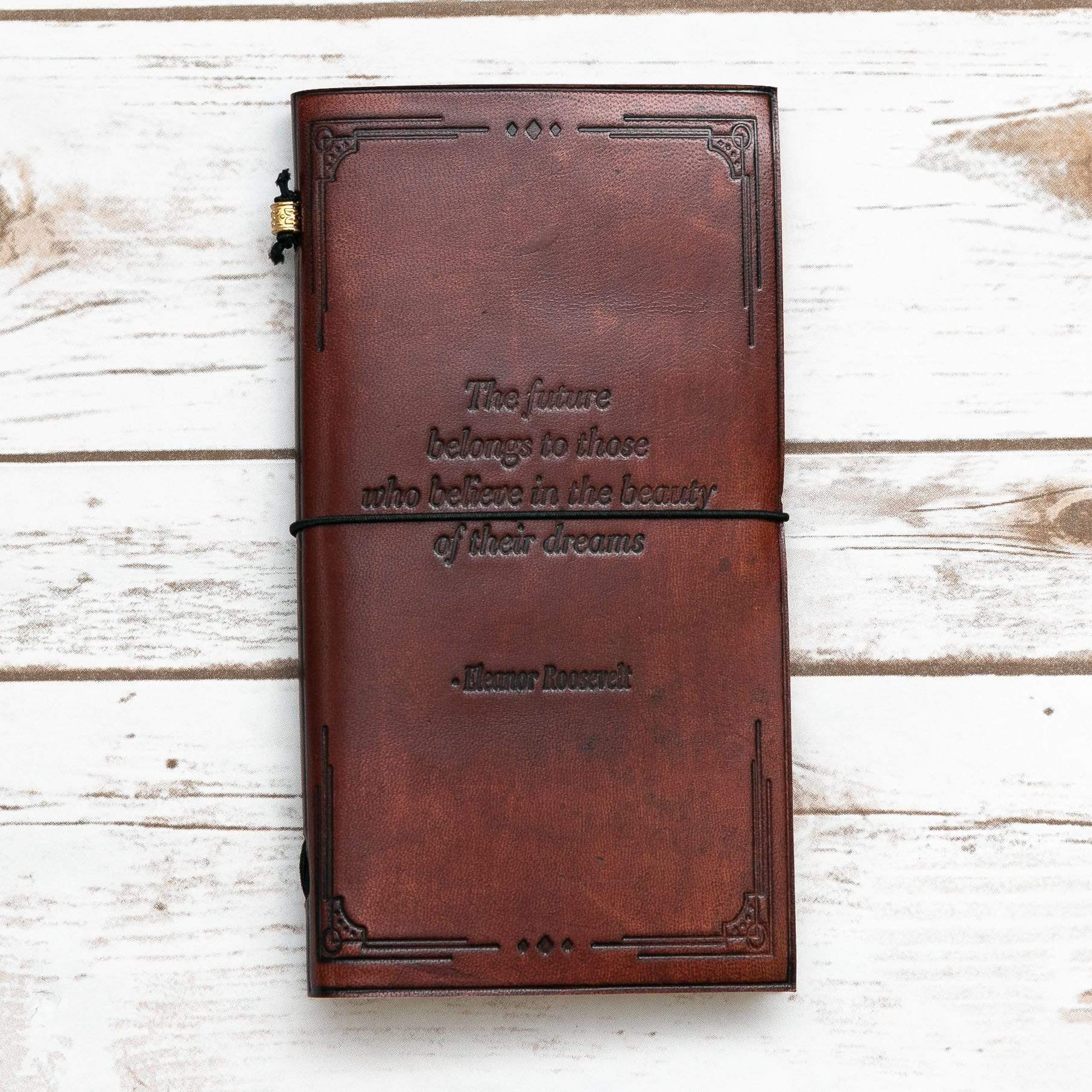 Leather Journal - Quote - &quot;The future belongs...