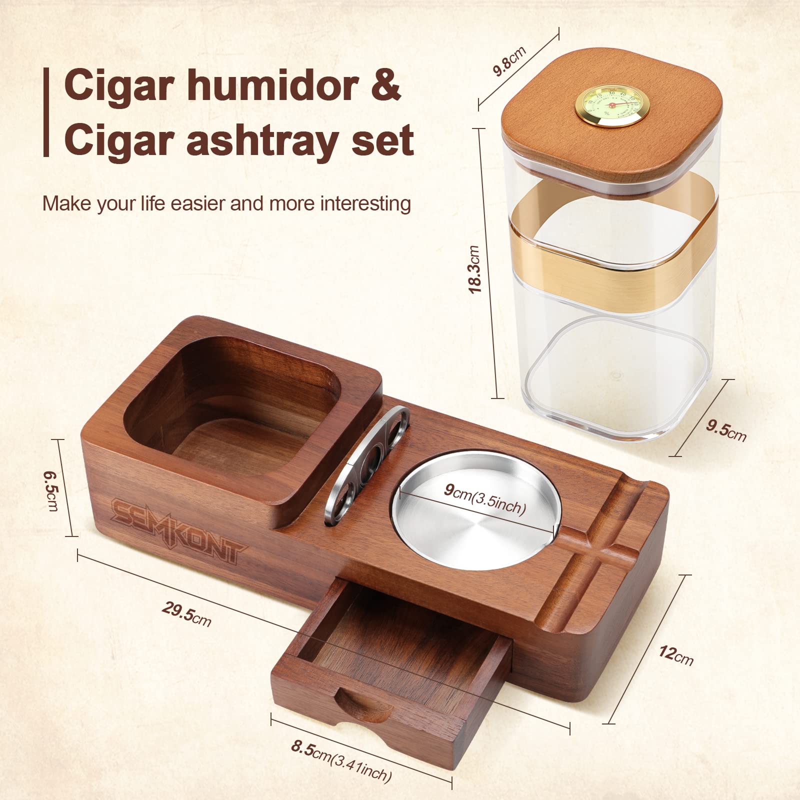 Cigar Humidor, Ashtray, Cigar Jar, Cutter Holder