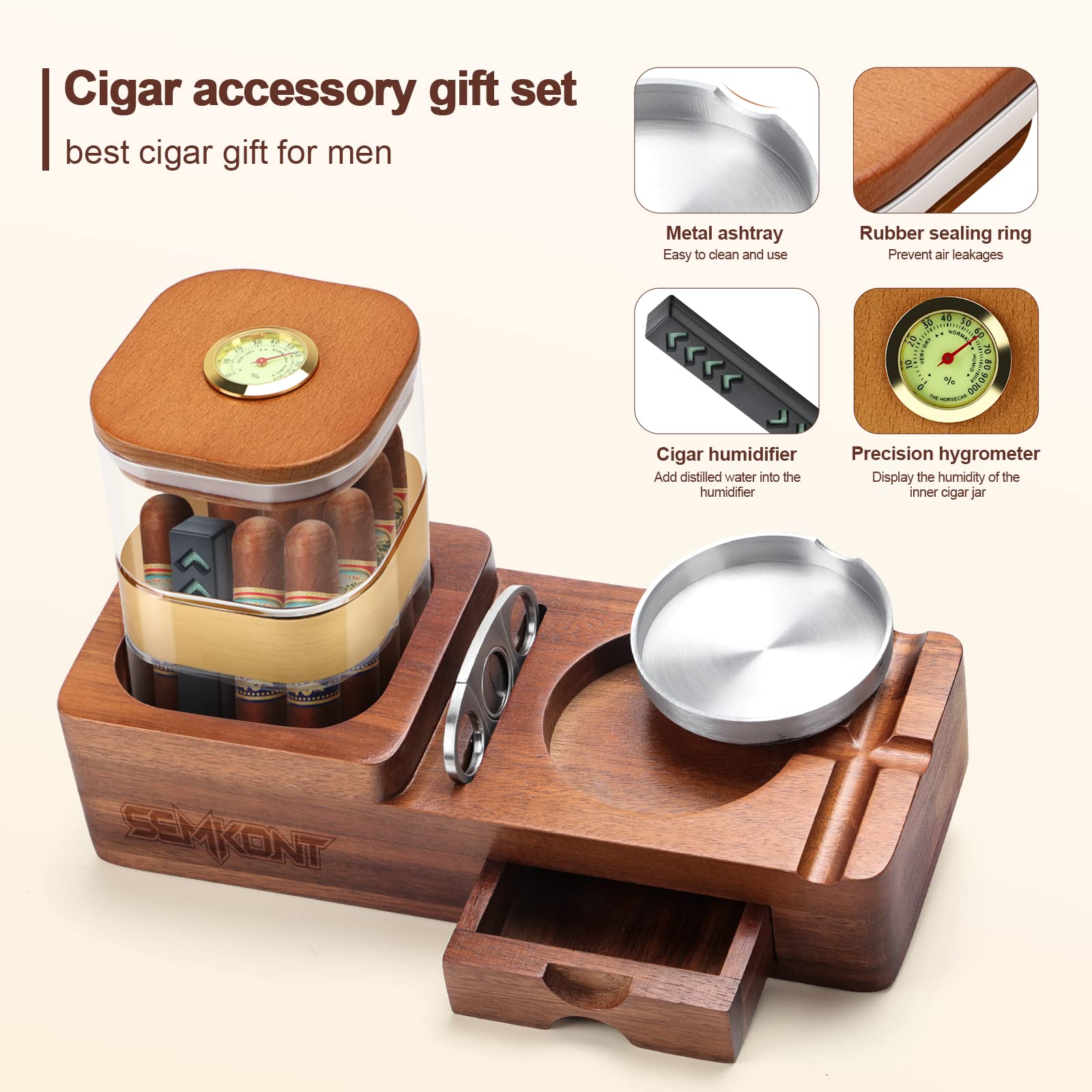 Cigar Humidor, Ashtray, Cigar Jar, Cutter Holder