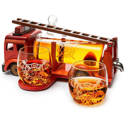 Firetruck Whiskey Decanter Set