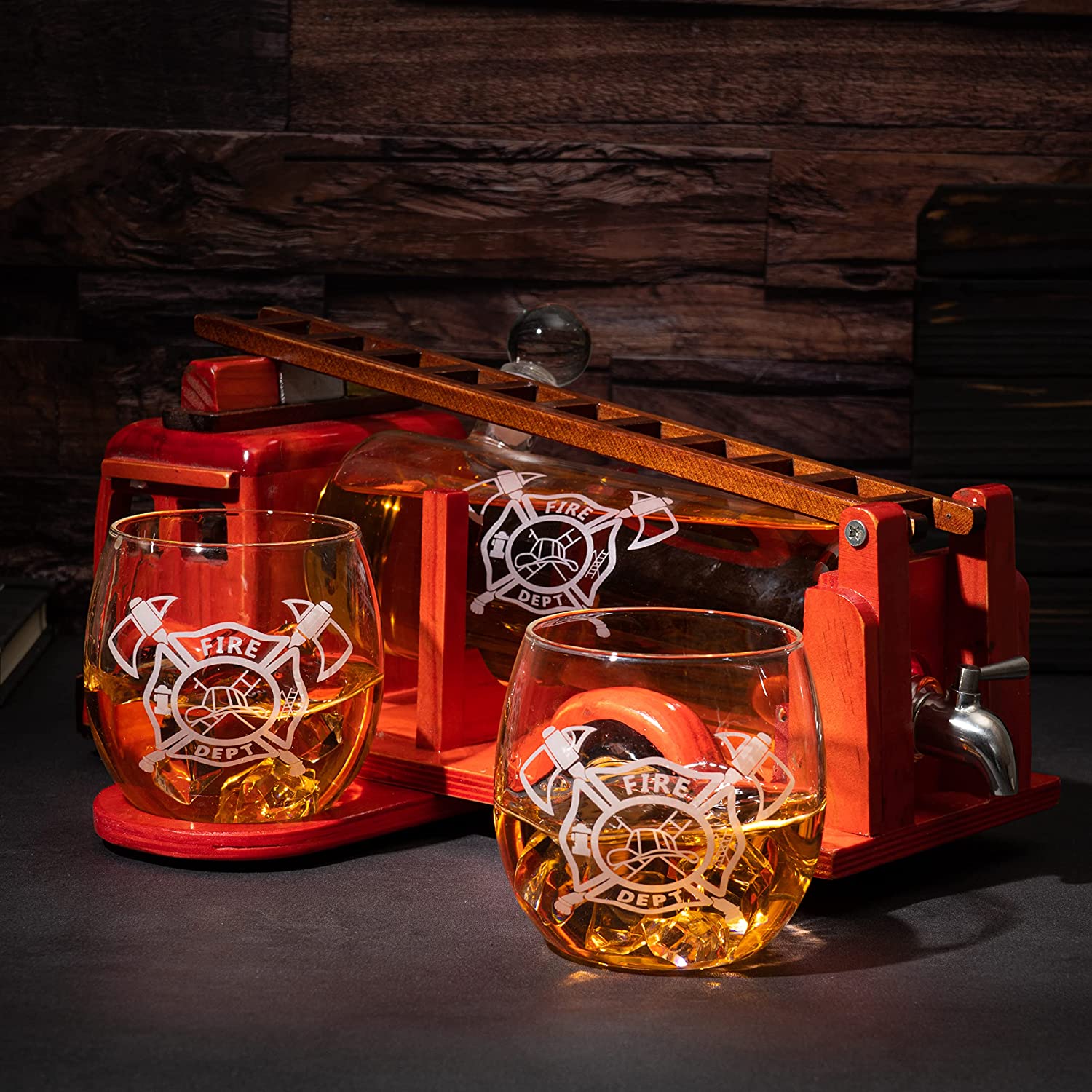 Firetruck Whiskey Decanter Set