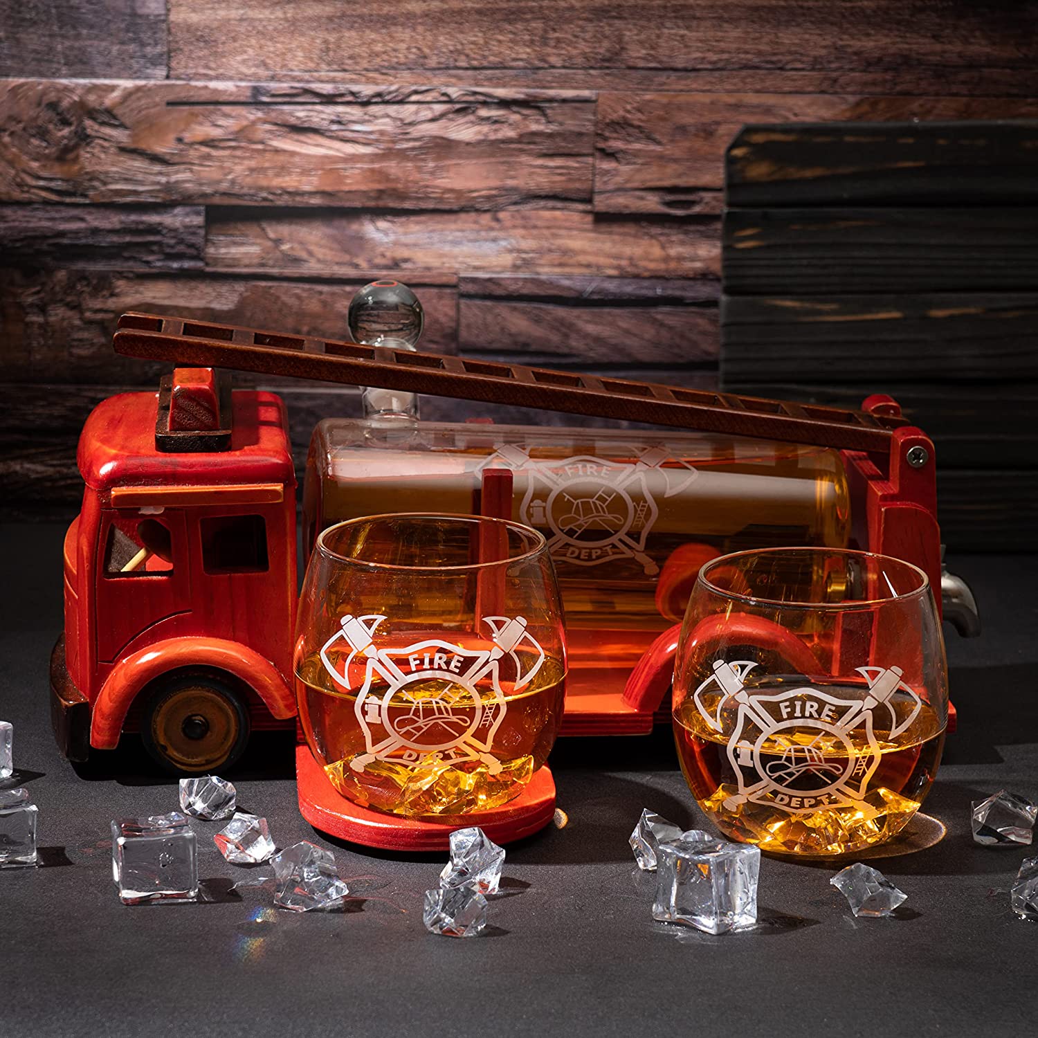 Firetruck Whiskey Decanter Set